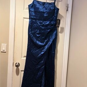 Satin Evening Gown in Dark Royal Blue size 12